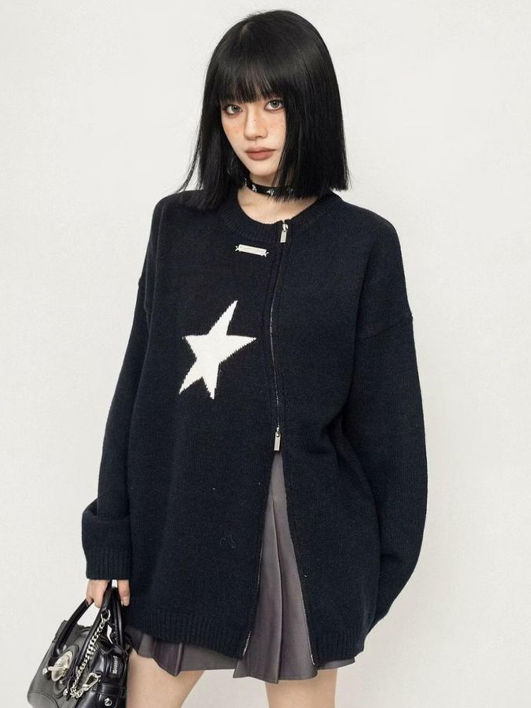 LULU & SKY Women Printed Zip-Up Sweaters