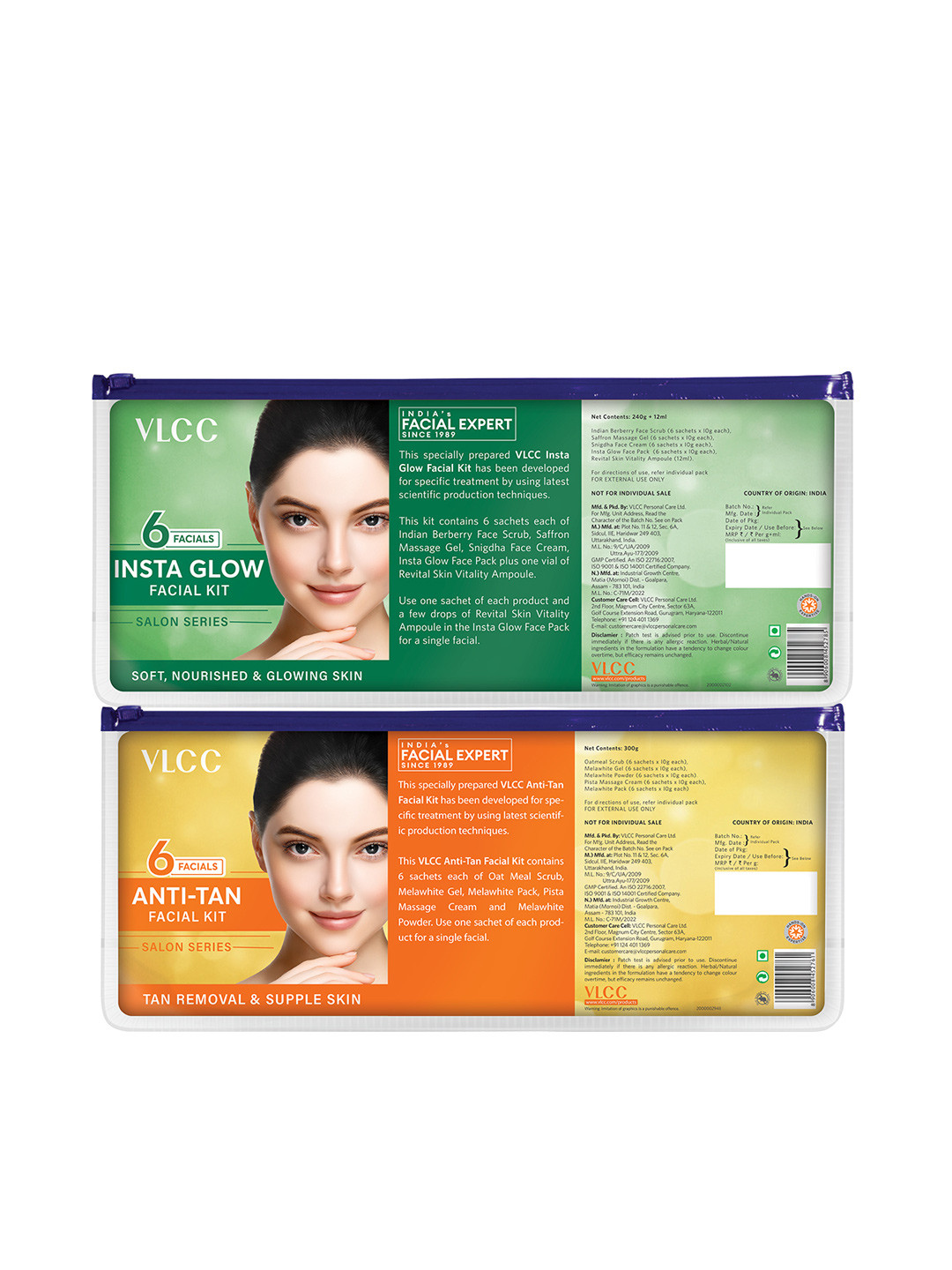 VLCC Salon Series Instaglow Facial Kit - 252g and Salon Series Anti Tan Facial Kit - 300g