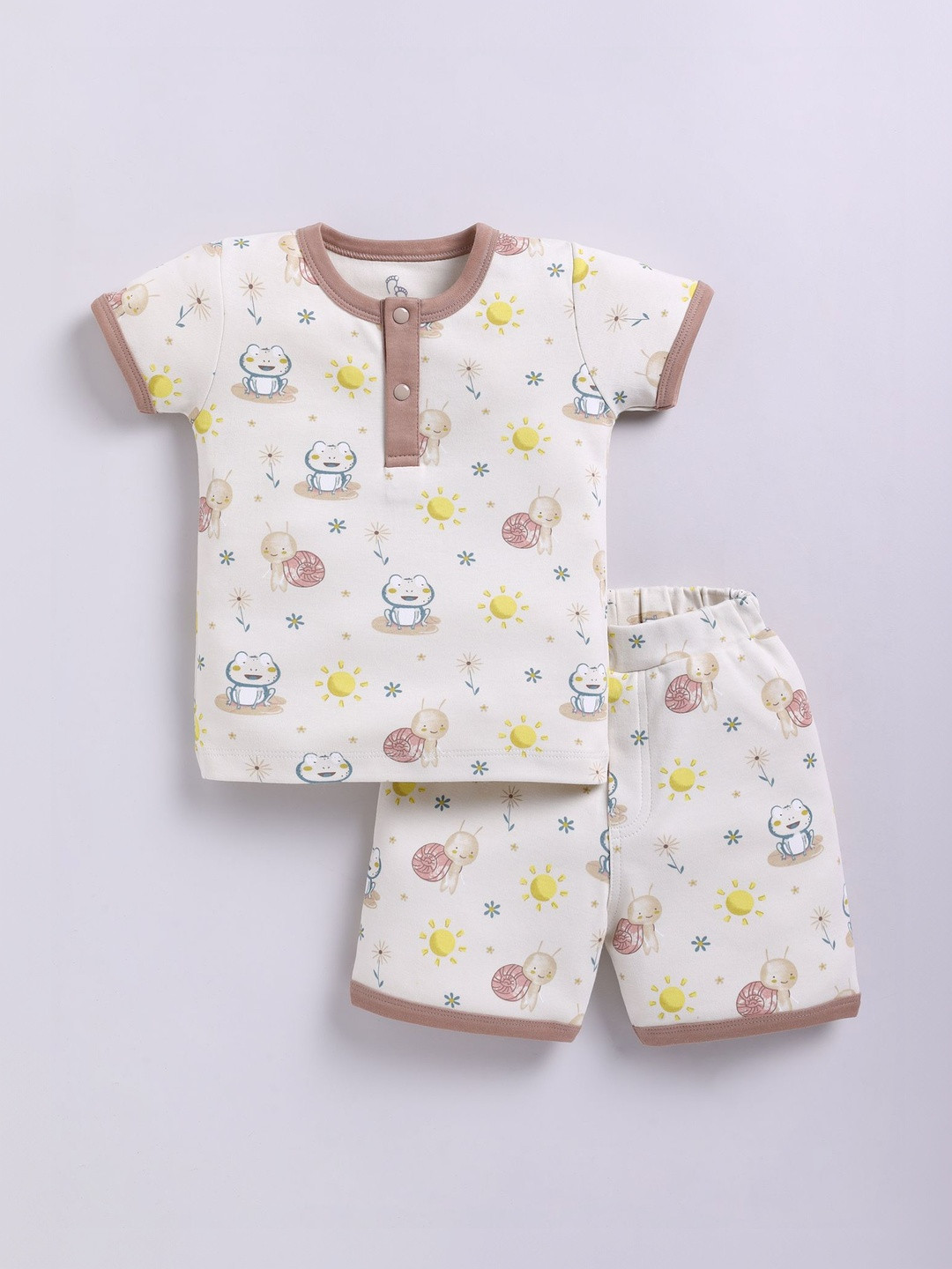 BABY GO Kids Printed Short Sleeves Pure Cotton T-shirt With Shorts Clothing Set