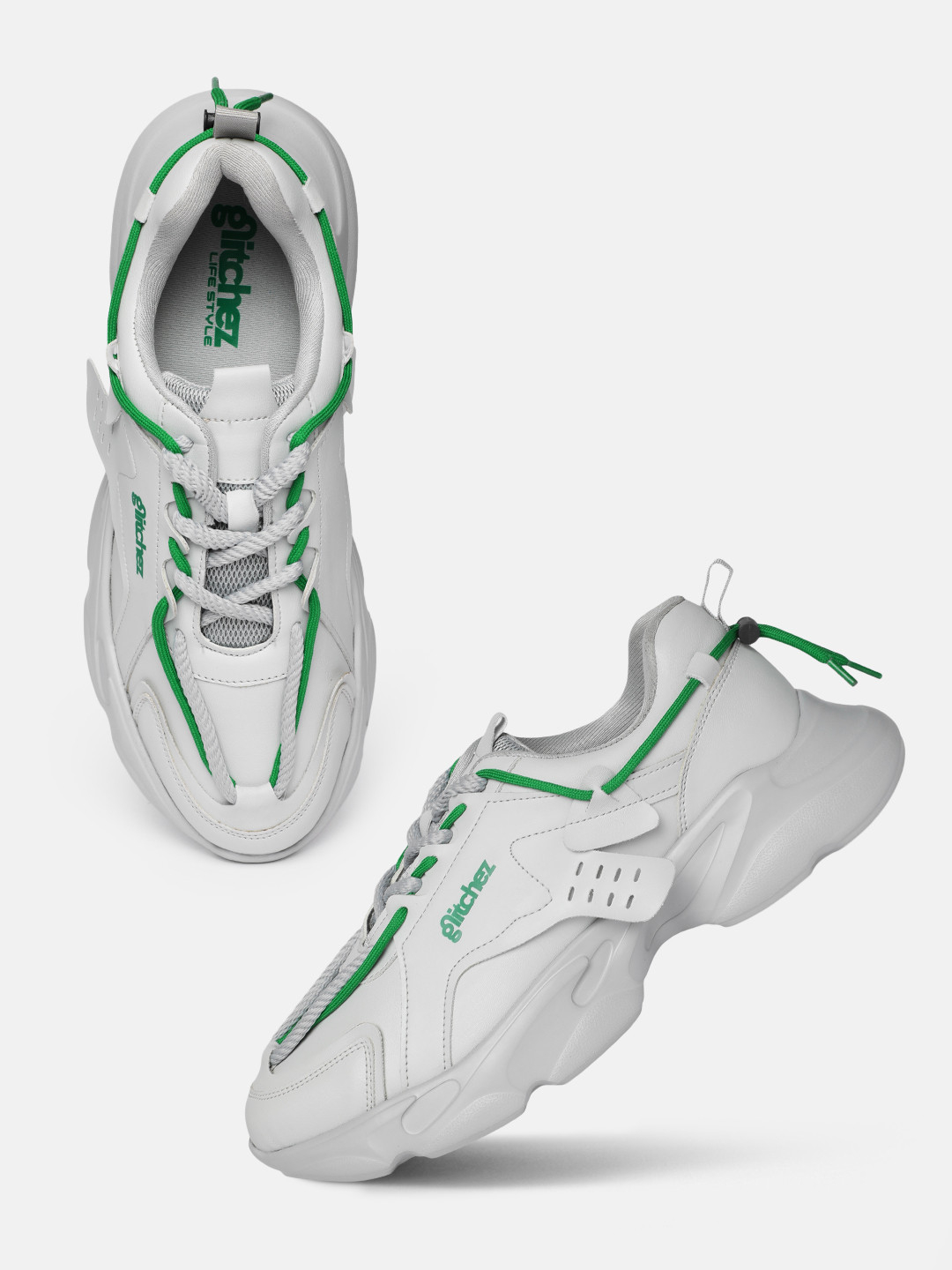 glitchez Men Toggle Lace-Ups Chunky Sole Sneakers