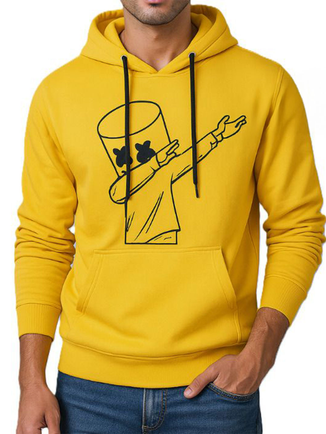 Try This Men Printed Full Sleeve Hooded Sweatshirt