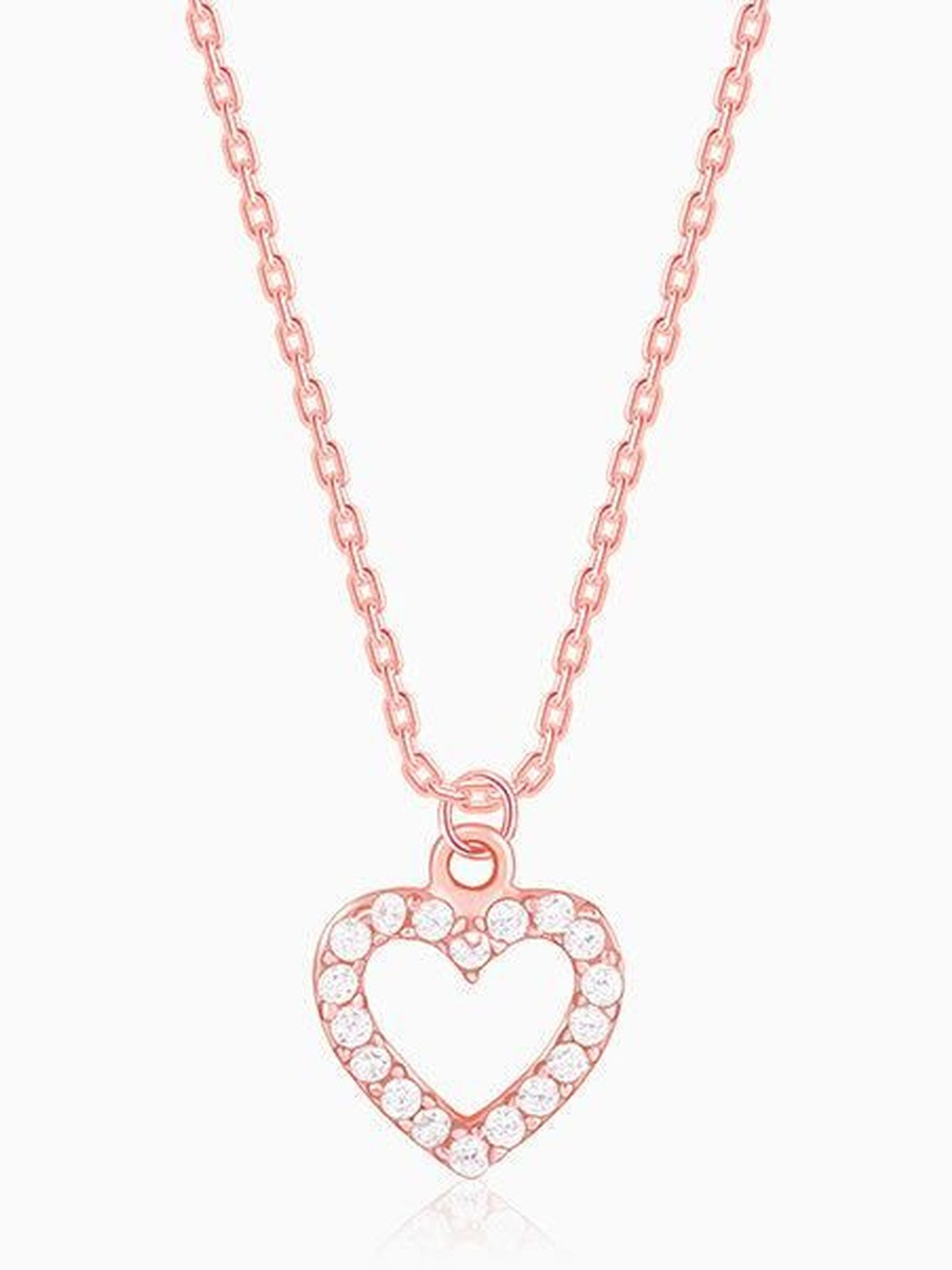 GIVA 925 Silver Heart Shaped Zircon Studded Pendant With Chain