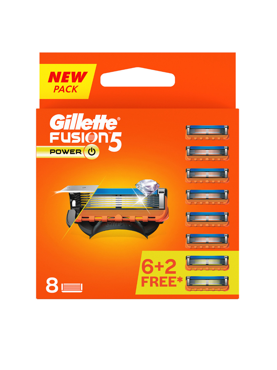 Gillette Men Fusion Power Shaving Razor Blades - 8 Cartridges