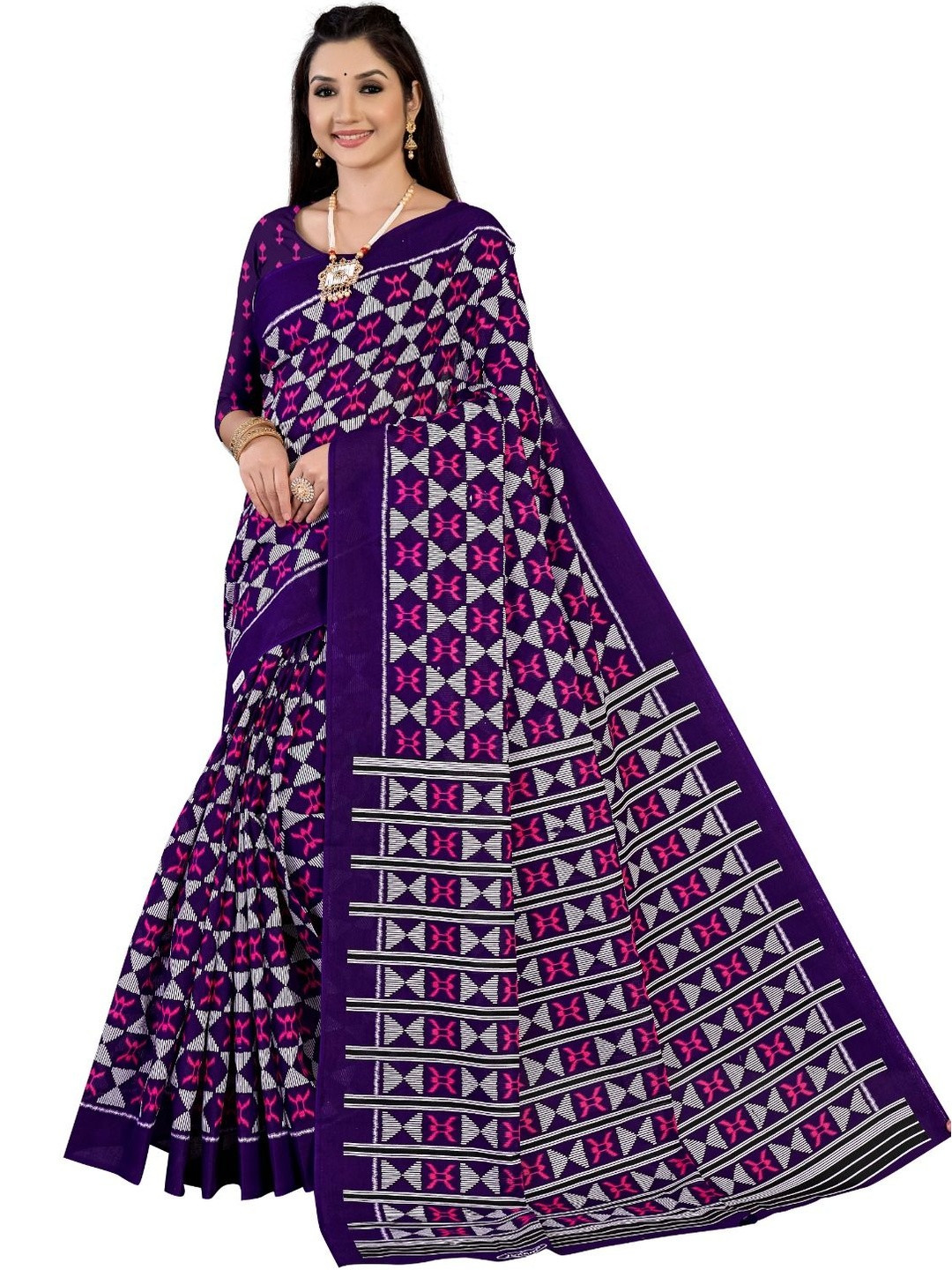 SHREE VERAI FASHION Women Pure Cotton Bandhani Saree With An Unstitched Blouse Piece