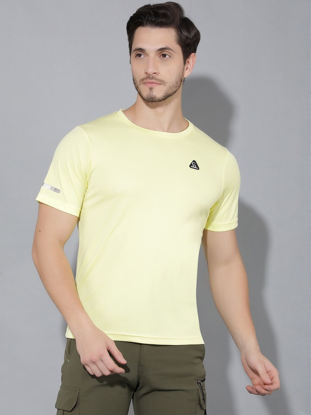 GREENLANDS Self Design Round Neck Short Sleeves Sports T-shirt