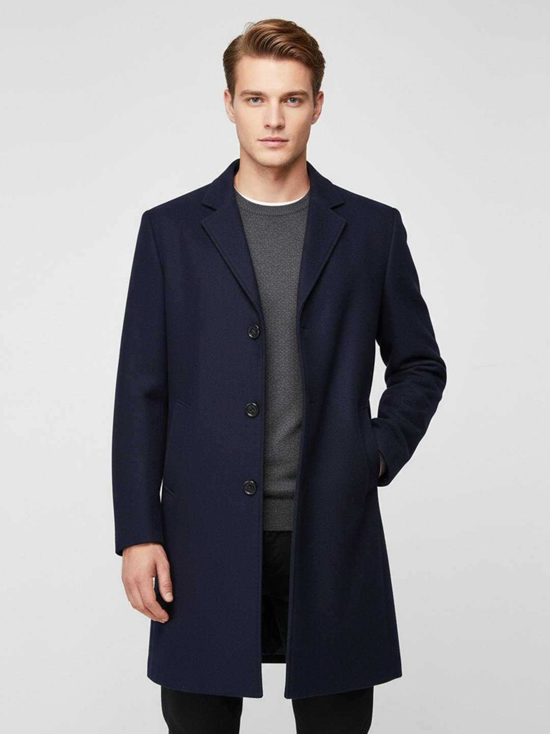 Mast & Harbour Notched Lapel Collar Longline Trench Coat