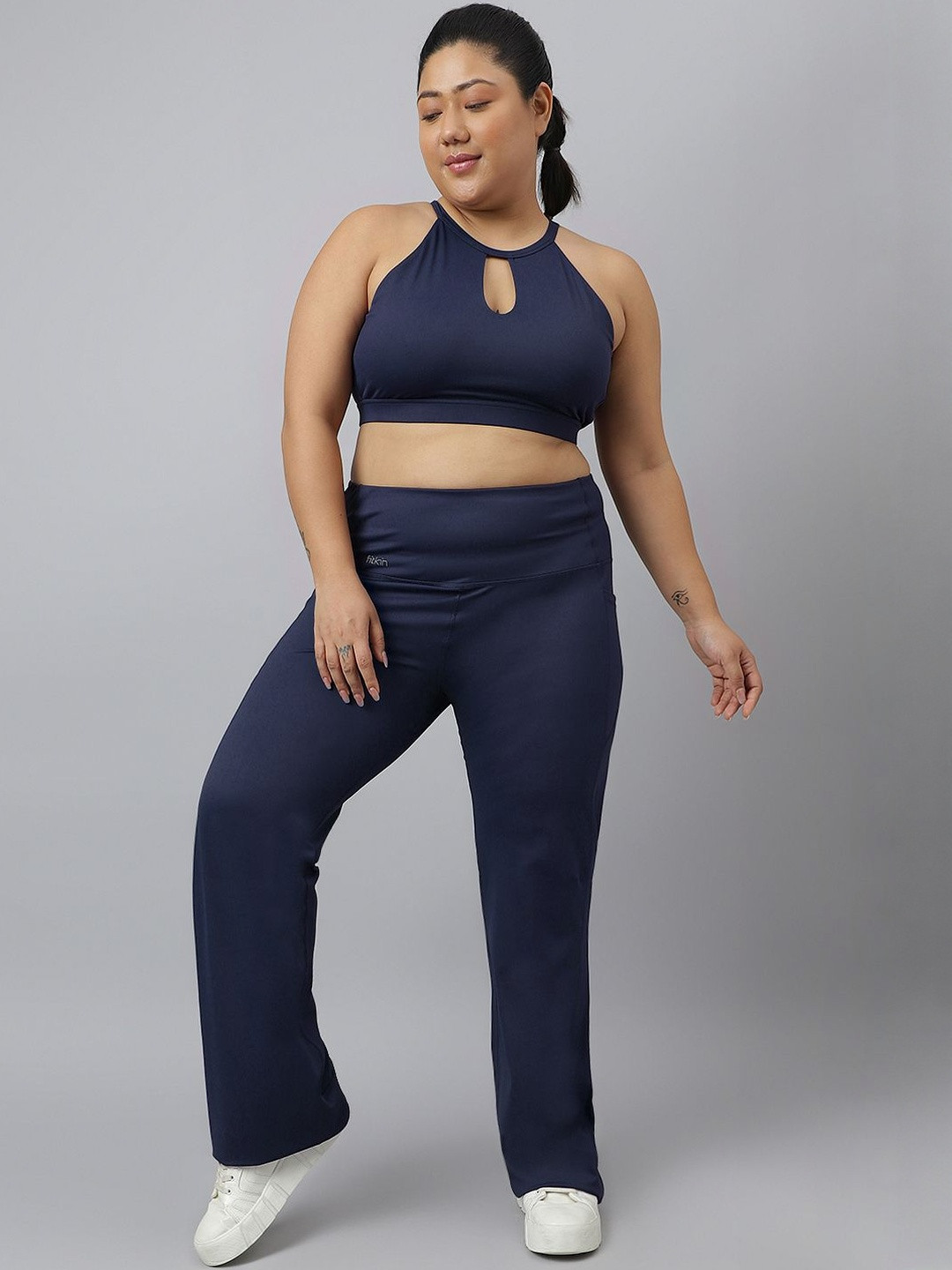 Fitkin Women Plus Size Relaxed Fit Active Gym Ankle Length Bootcut Flare Tights