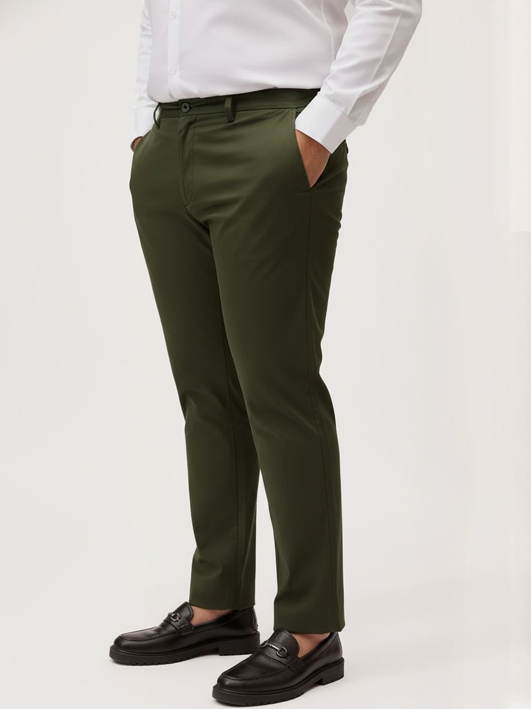 UNSTD Men Plus Size Olive Chino Trousers