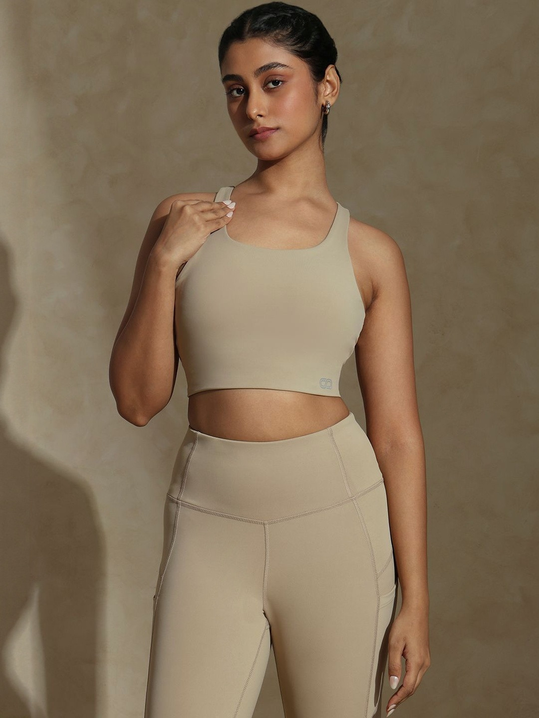 Silvertraq Almond Beige High Impact Action Sports Bra