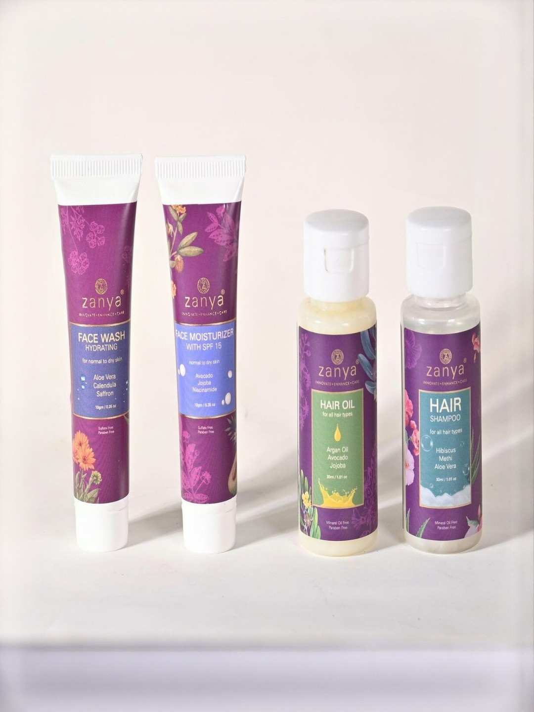 Zanya 4-In-1 Mini Travel Skin & Hair Care Combo