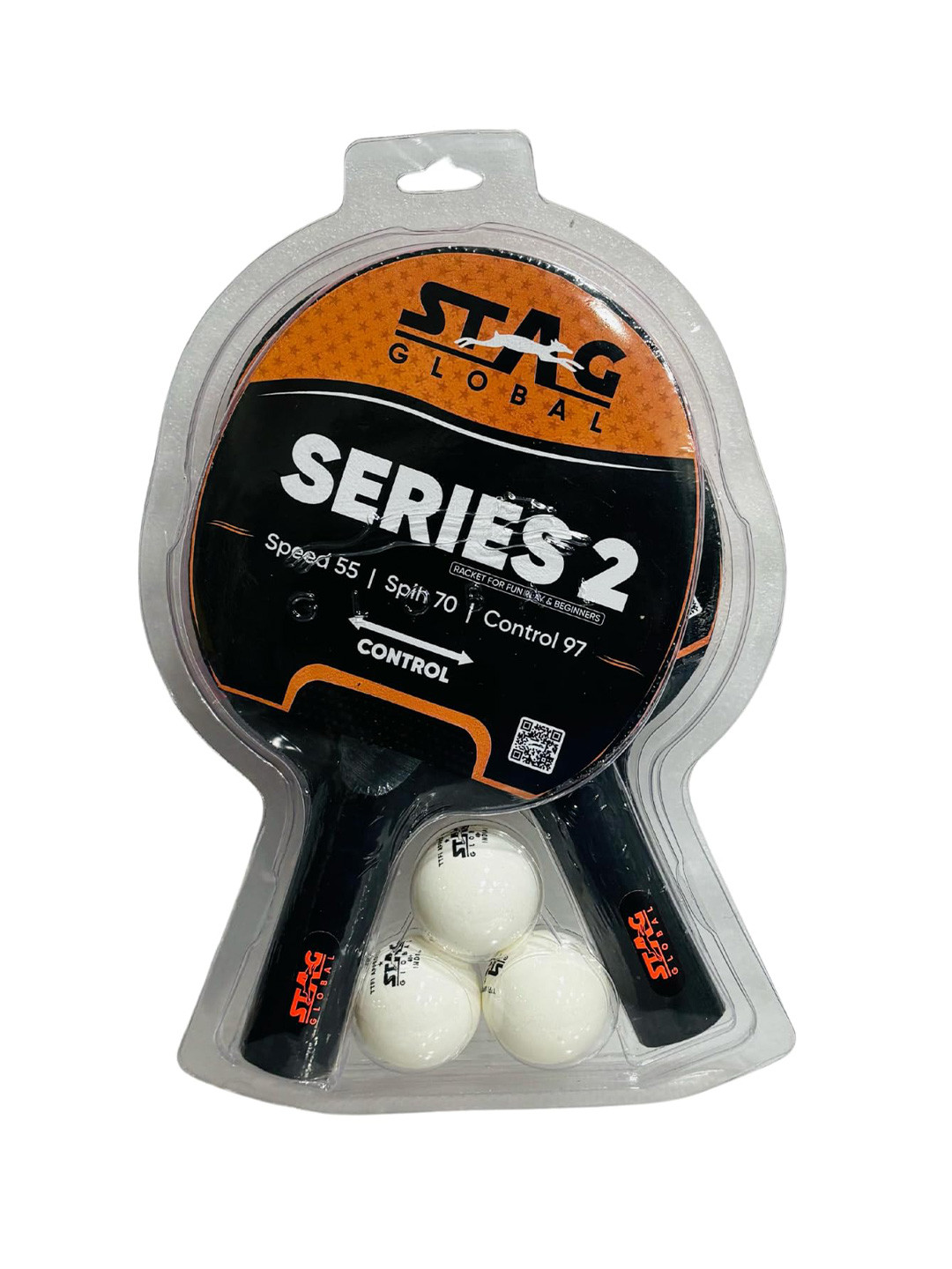 STAG GLOBA 2 Wooden Table Tennis Racket & 3 Balls Set