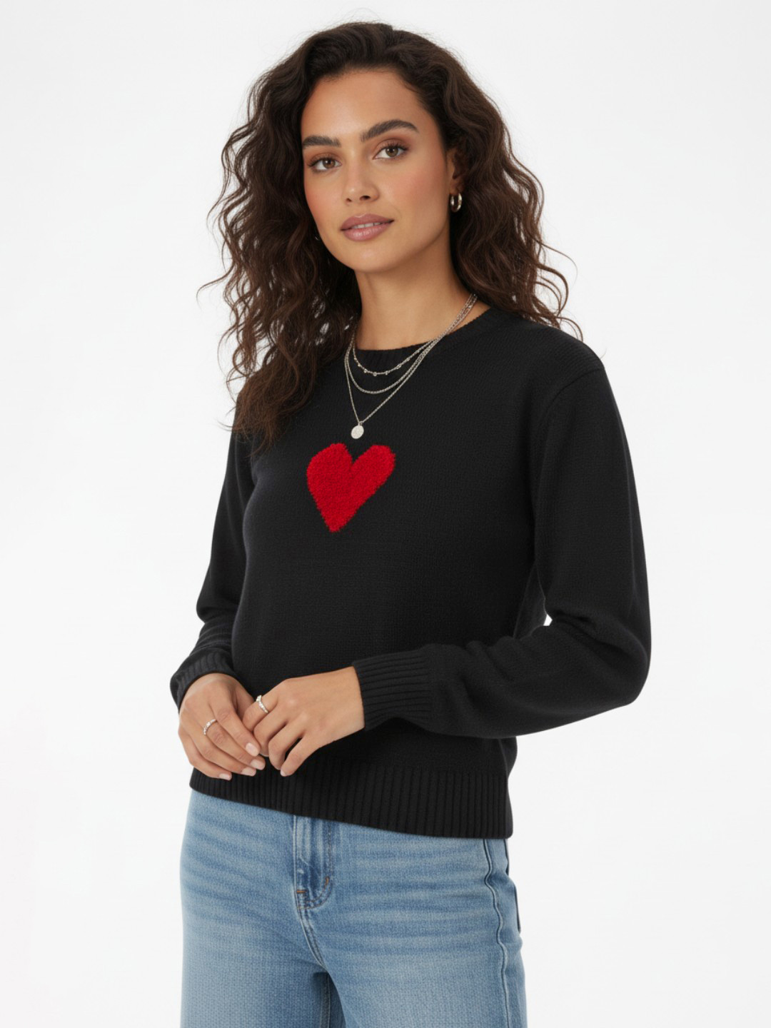 glitchez Heart Design Detail Pullover