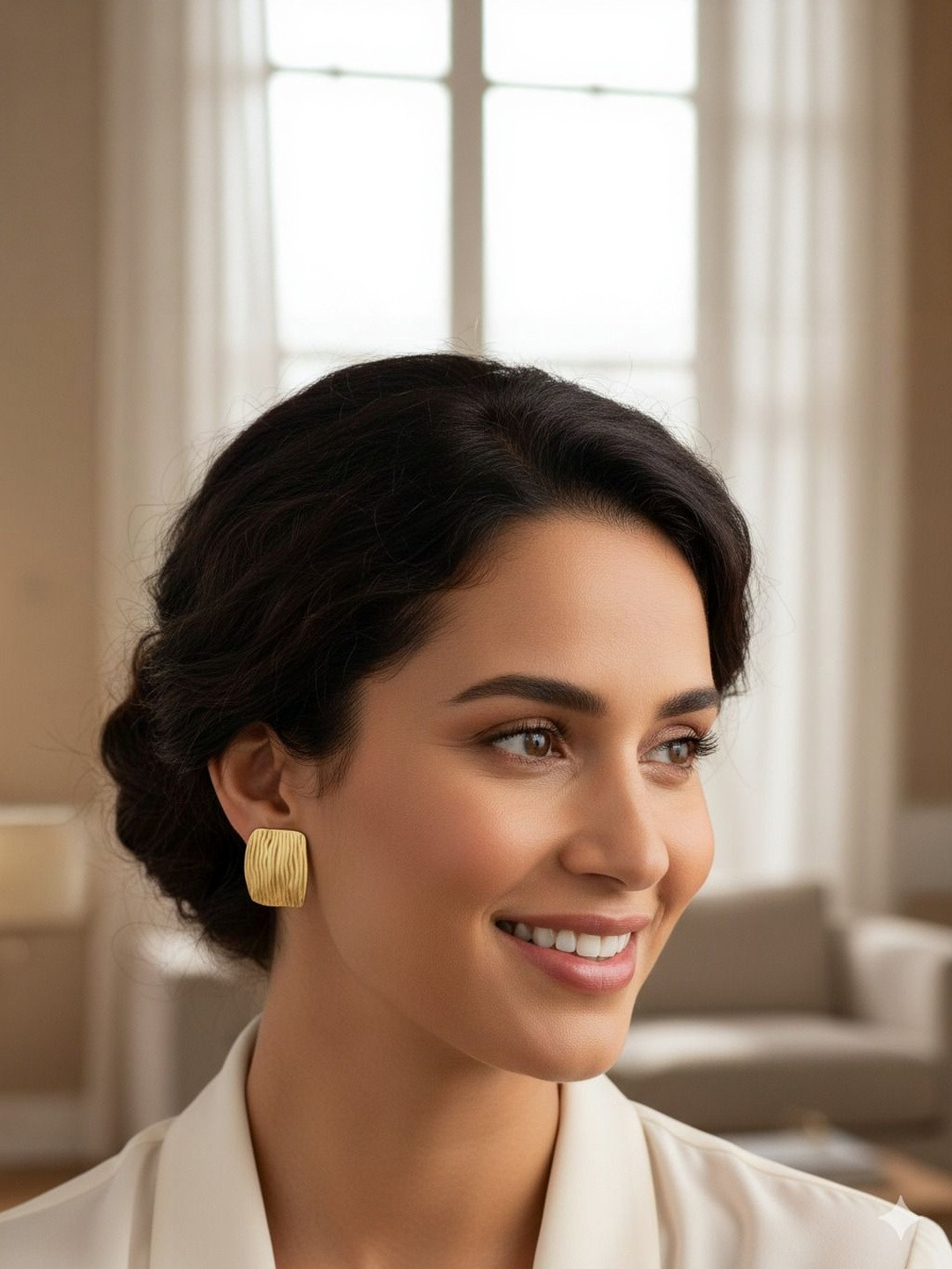 MODE & MINIMAL Stainless Steel 18K Gold-Plated Rectangular Shaped Studs