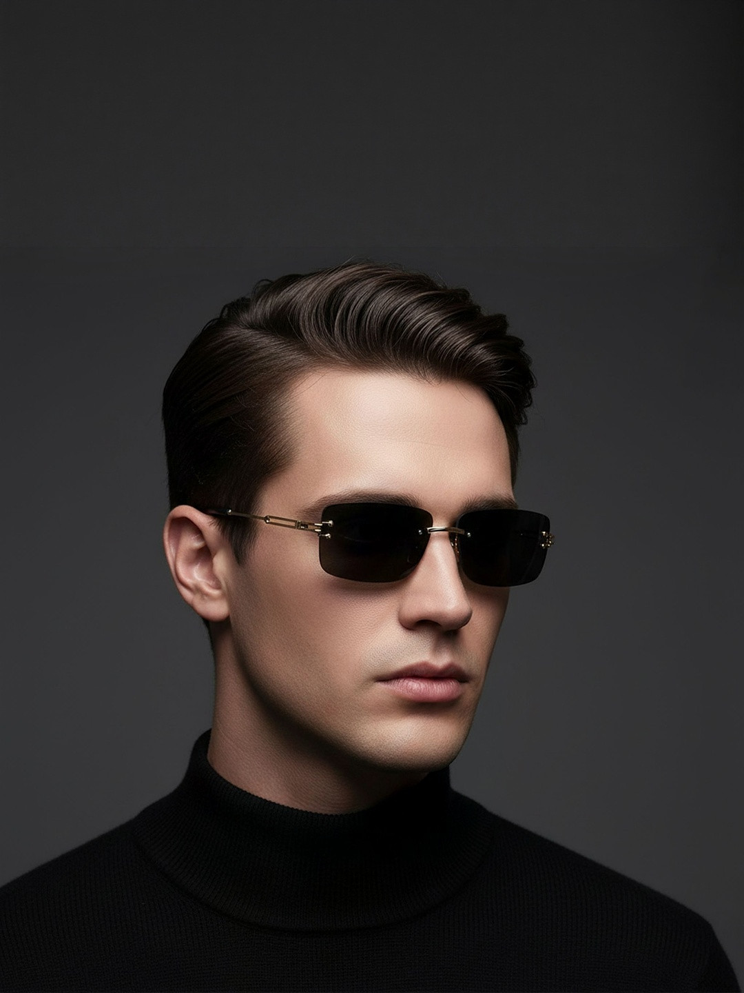 RORCE Unisex Toned Rectangle Sunglasses with UV Protected Lens RS42GOF_BLL