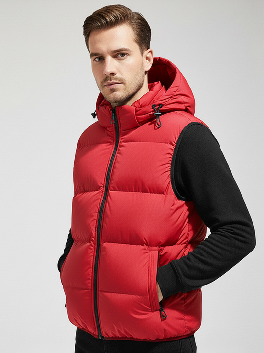 Mast & Harbour Men Hooded Bomber Patchwork Jacket