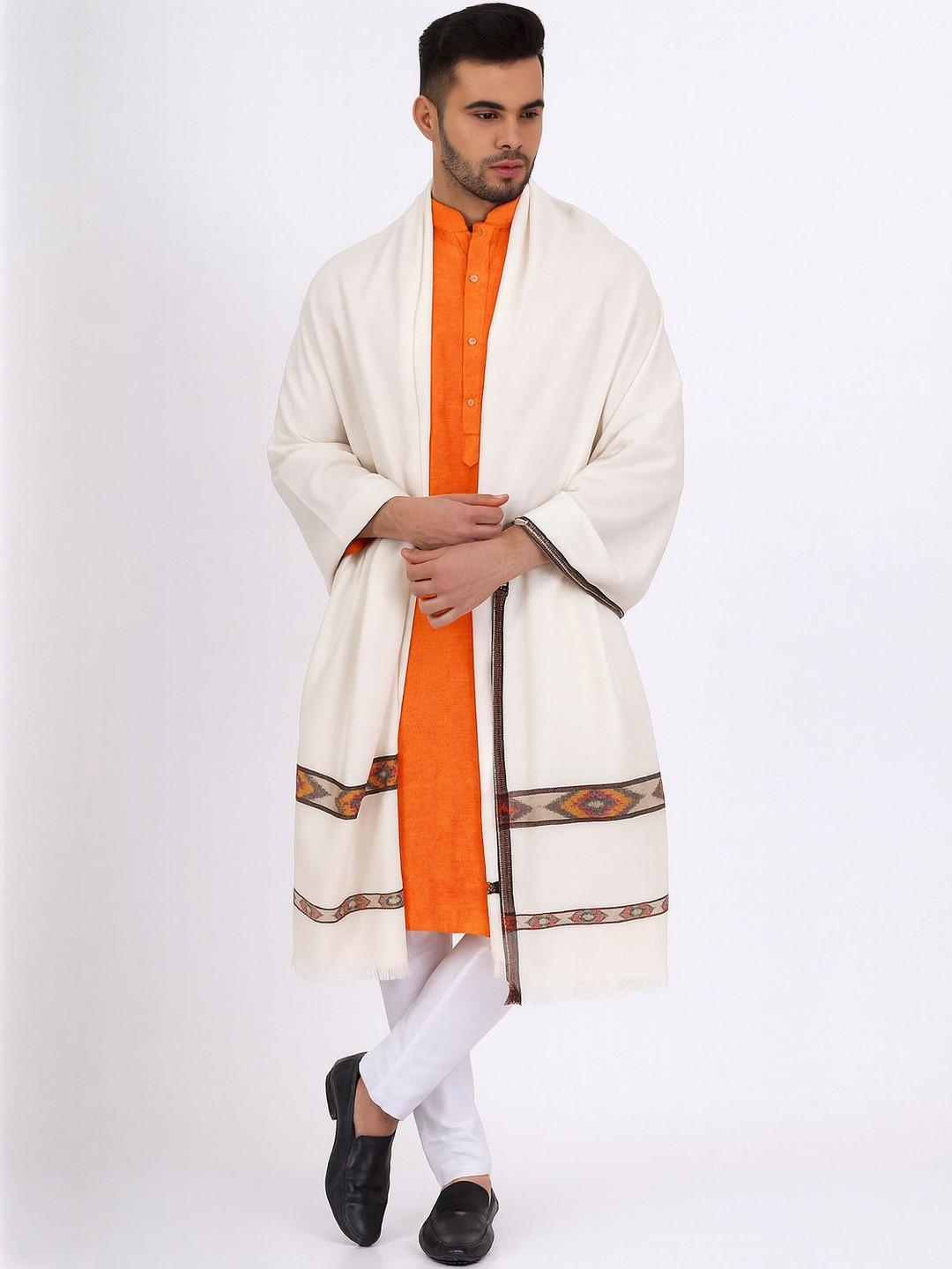 Vrinde Men Pure Woolen Big Border Shawl