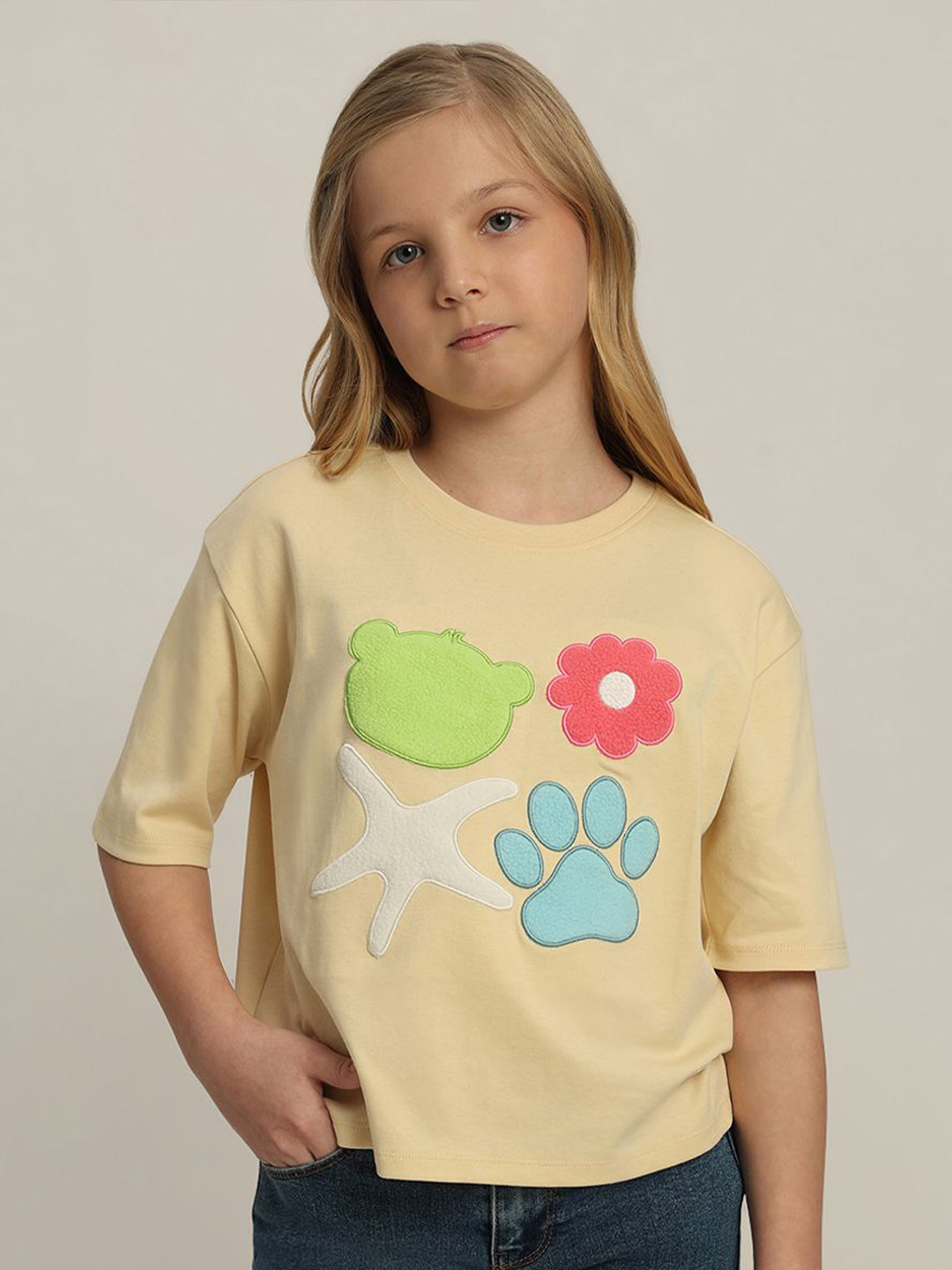 Vero Moda Girls Floral Printed Round Neck Organic Cotton T-shirt