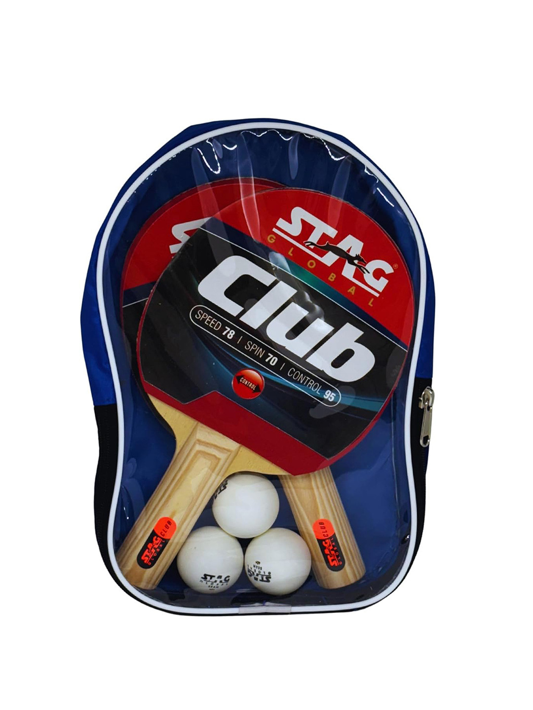 STAG GLOBAL 2 Wooden Table Tennis Racket & 3 Balls Set