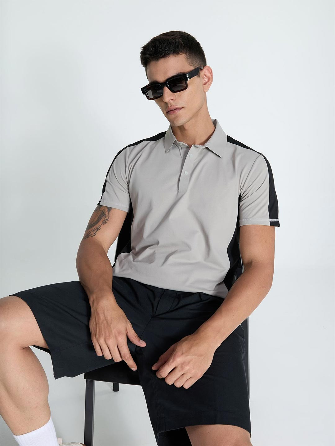CAVA Cement Contrast Bonded Polo T-shirt
