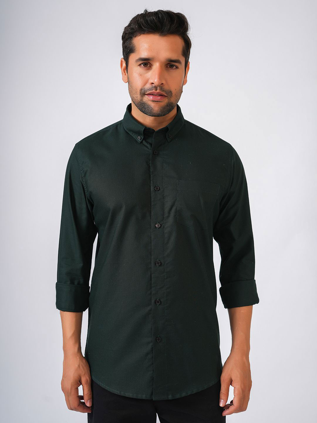 PERCH India Slim Button-Down Collar Slim Fit Cotton Casual Shirt