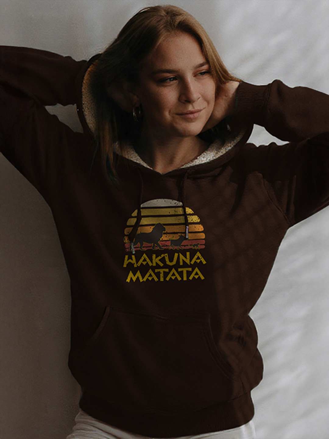 TOGS & TERRE Women Hakuna Matata Printed Hooded Sweatshirt