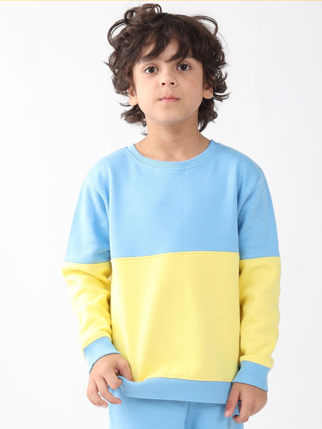 Anthrilo FW25 Boys Colourblocked Long Sleeves Round Neck Fleece Sweatshirt