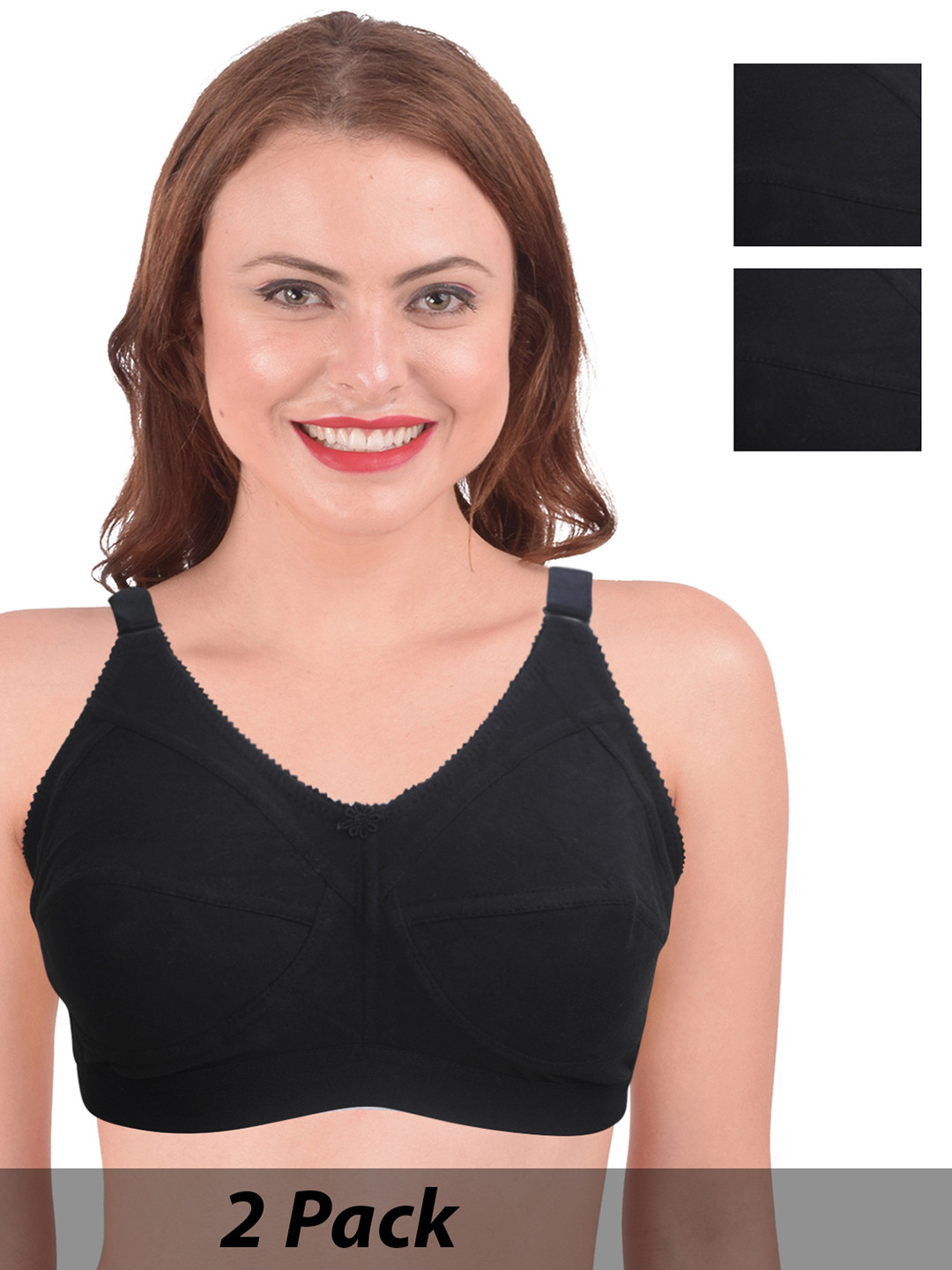 Ninteen-69 Pack Of 2 Cotton Full Coverage Cut and Sew Bra