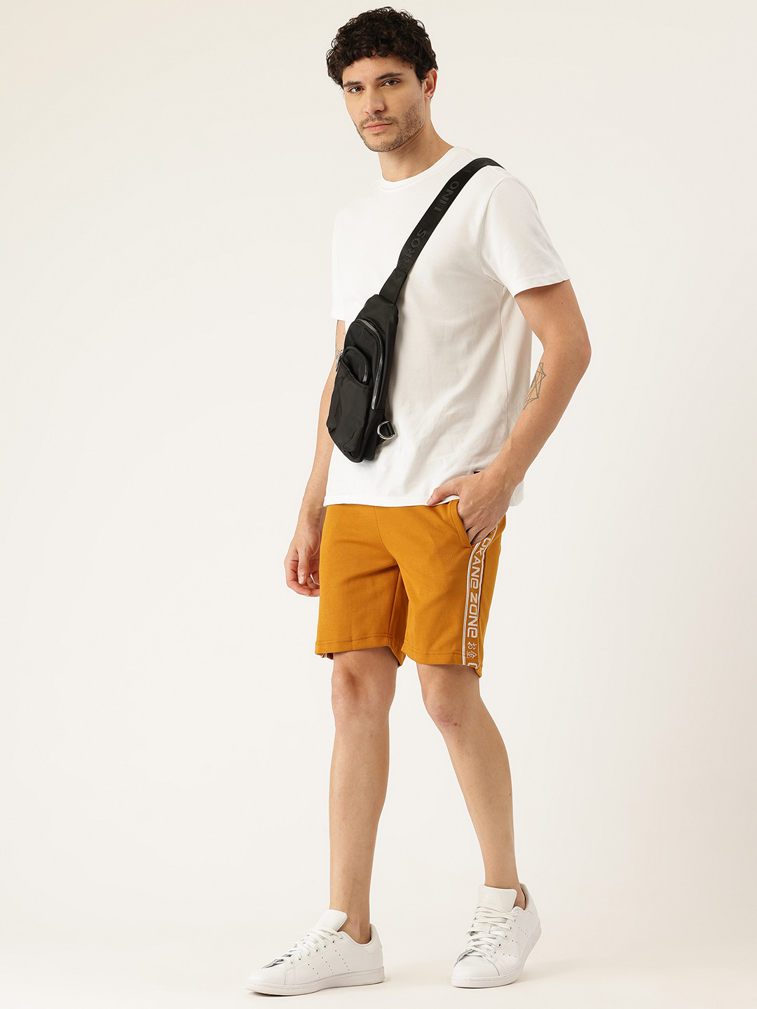 Okane Men Typography Side-Stripe Shorts