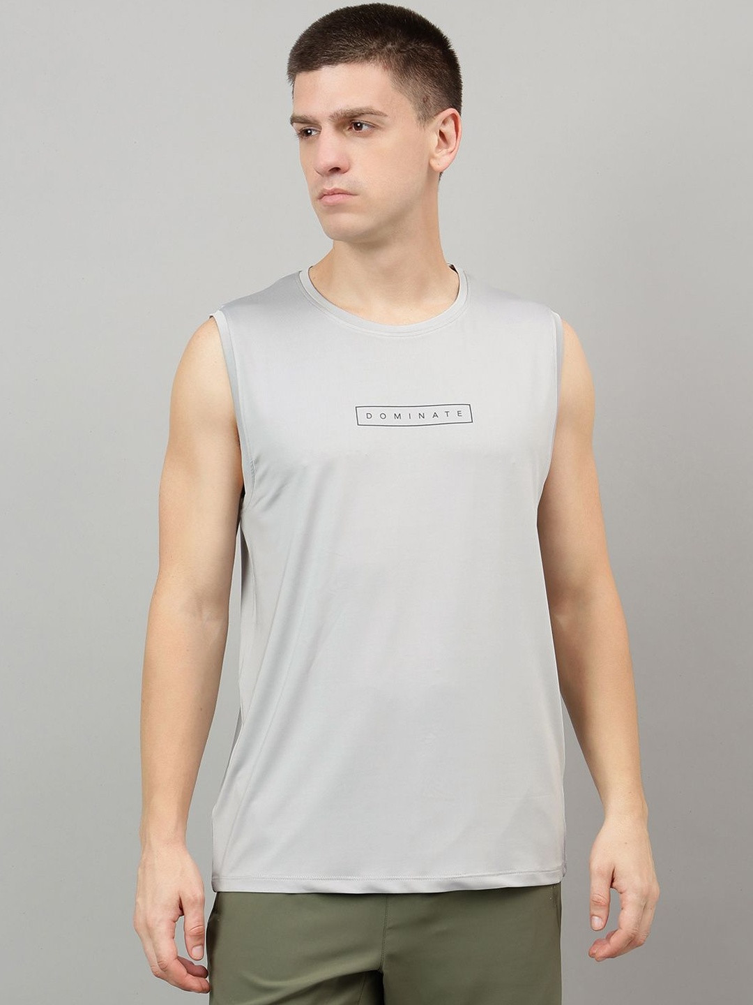FCK GOLD Typography Printed Round Neck Sleeveless Gym Vest