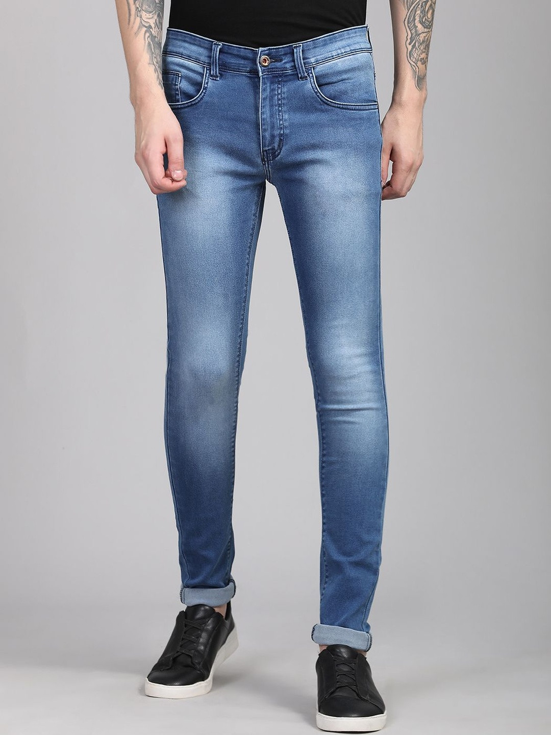 TRIGGER Men Classic Slim Fit Mid-Rise Light Fade Stretchable Jeans