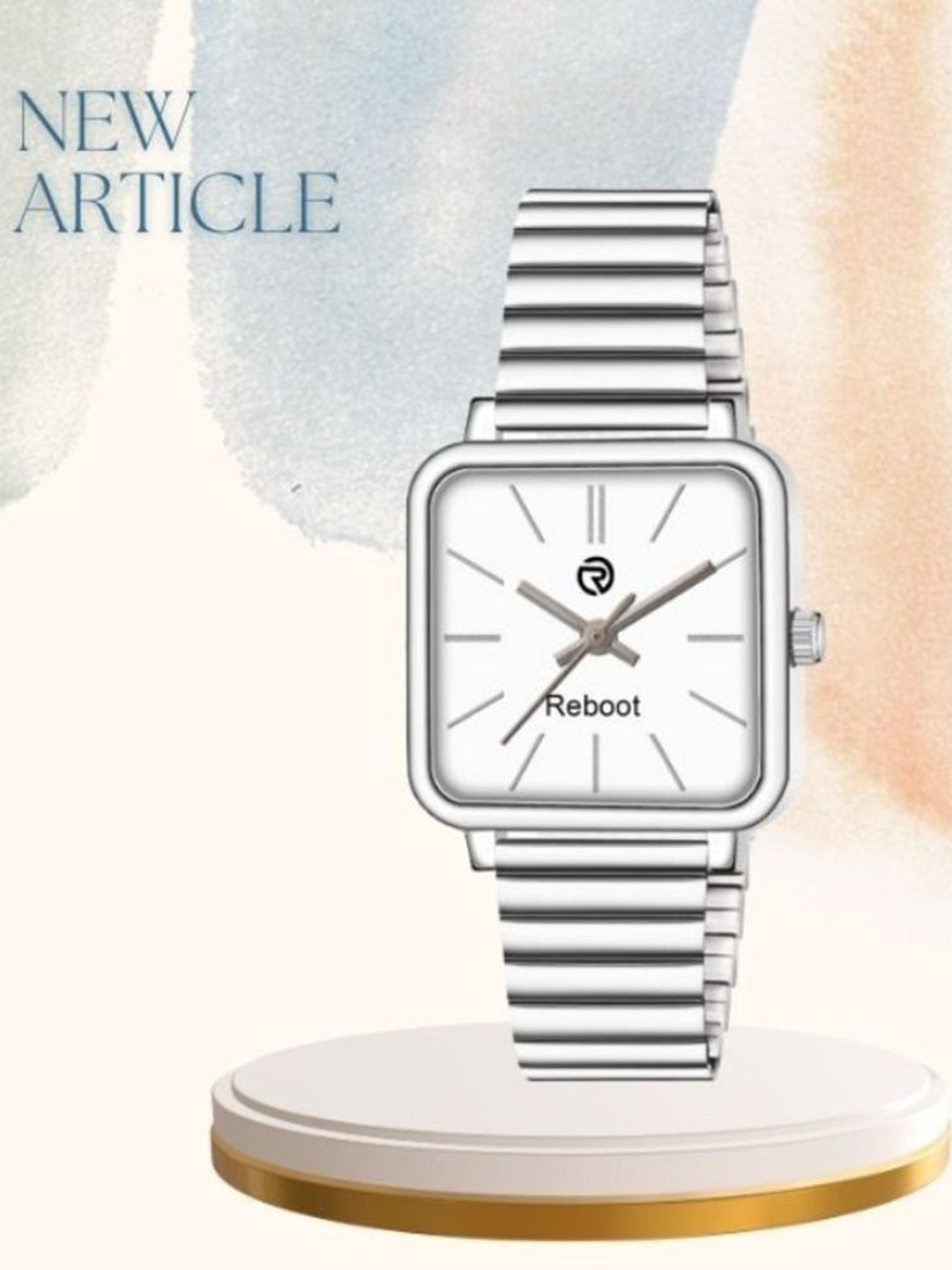 REBOOT Men Rectangular Dial Analogue Watch New69_152 Chuan White Designer Square