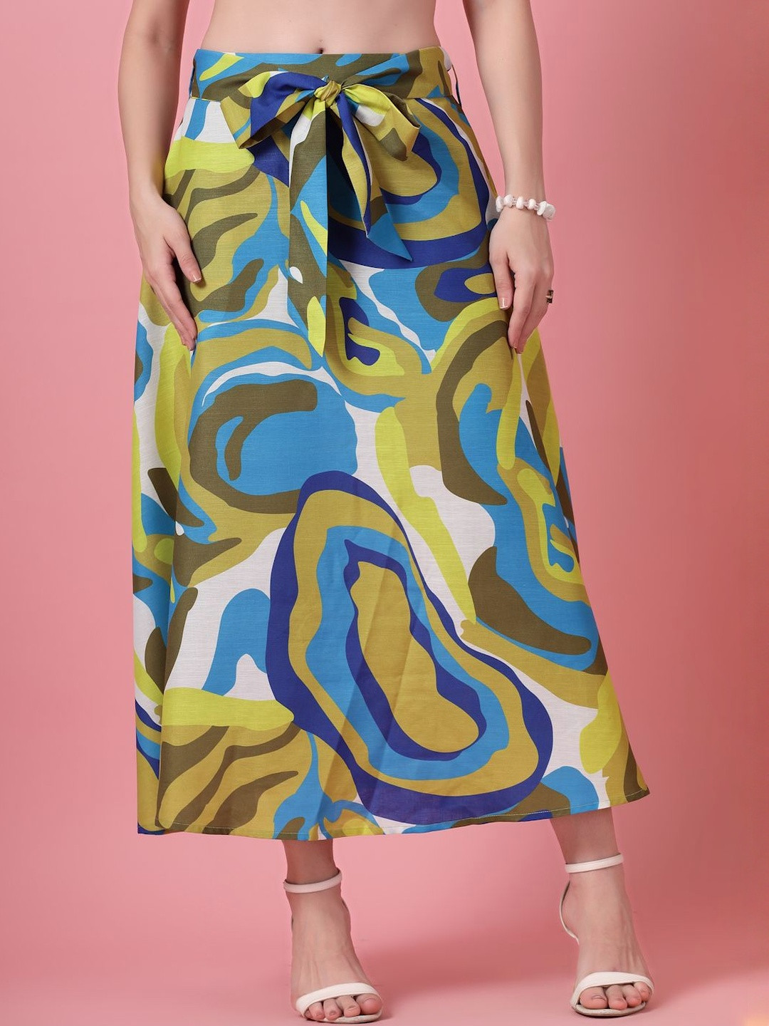 Nomad Lifestyle Women Abstract Printed Mid-Rise A-Line Midi Skirt