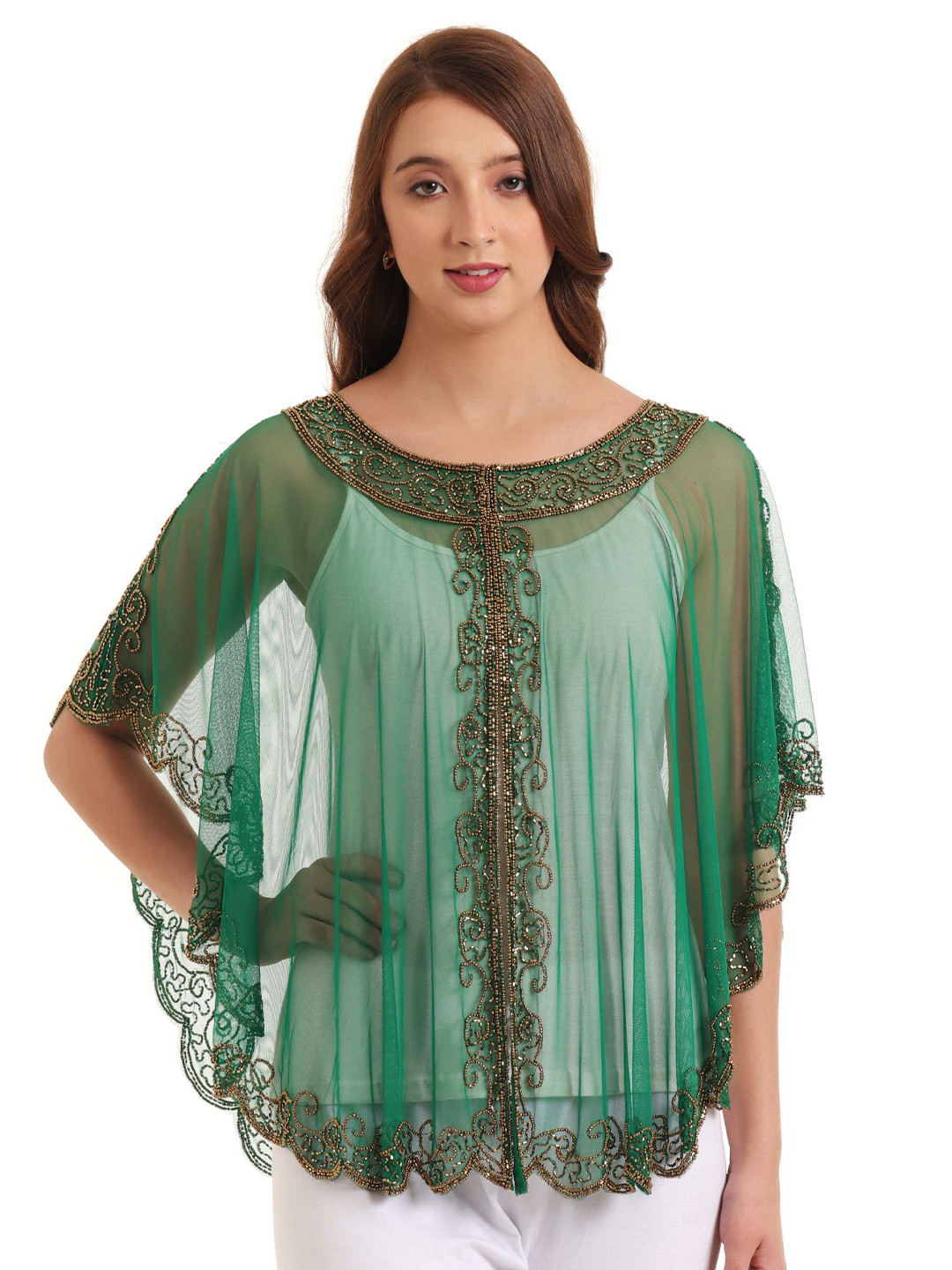 JEDCO Embellished Beads And Stones Waterfall Shrug