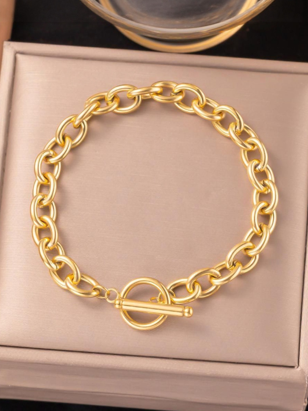 MYKI Stainless Steel Gold-Plated Anti-Tarnish Chunky Link Bracelet