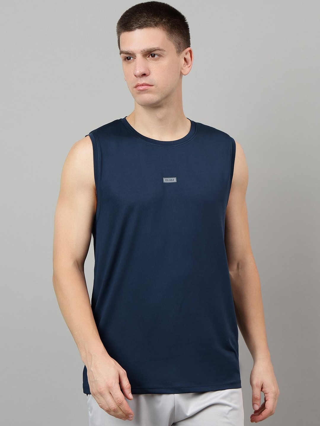 FCK GOLD Round Neck Sleeveless Gym Vest