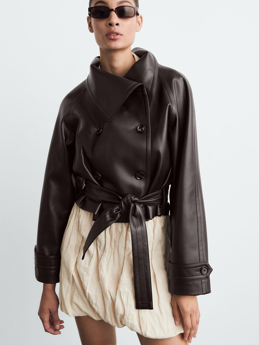 MANGO Tie-Up PU Biker Jacket
