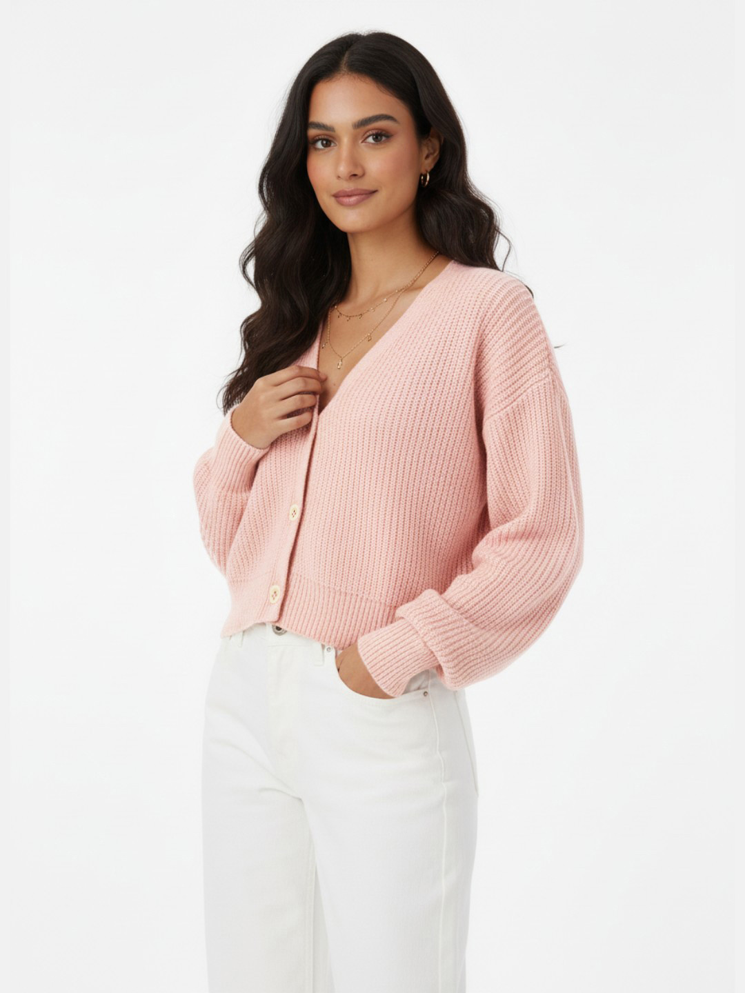 glitchez Ribbed Drop-Shoulder Cardigan