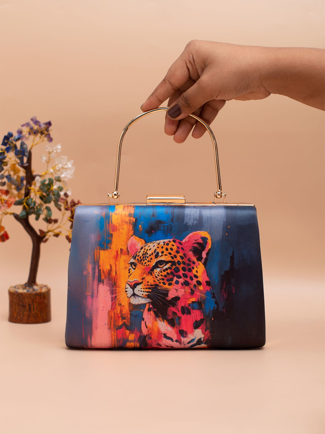 ARTKLIM Leopard Printed Box Clutch