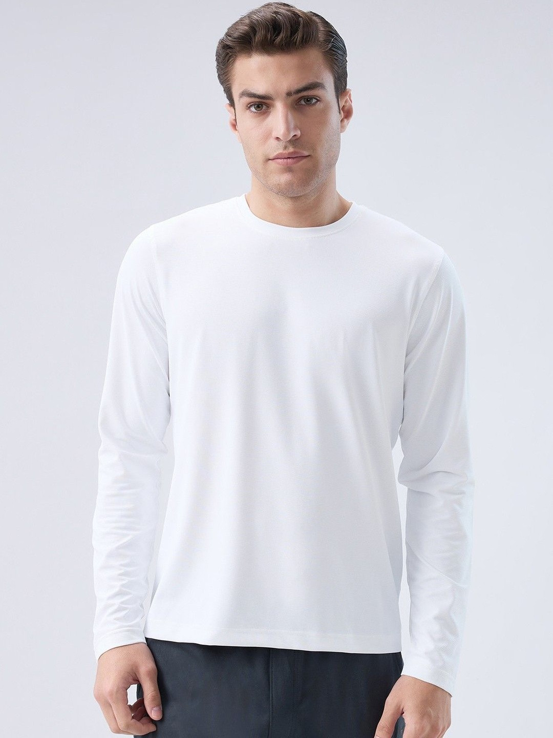 Park Avenue Self Design Round Neck Long Sleeves T-shirt