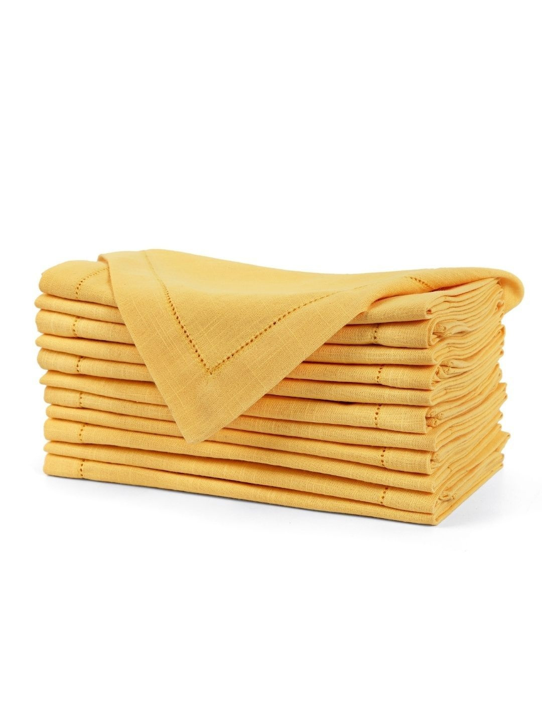 fingercraft Yellow 12 Pieces Pure Cotton Table Napkin