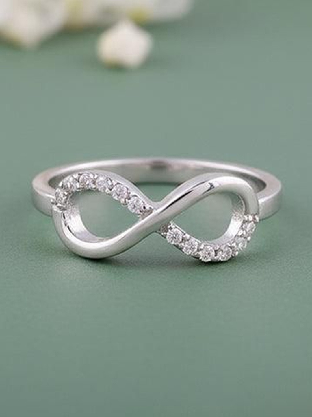 GIVA 925 Silver Rhodium-Plated Zircon Studded Infinity Beauty Finger Ring