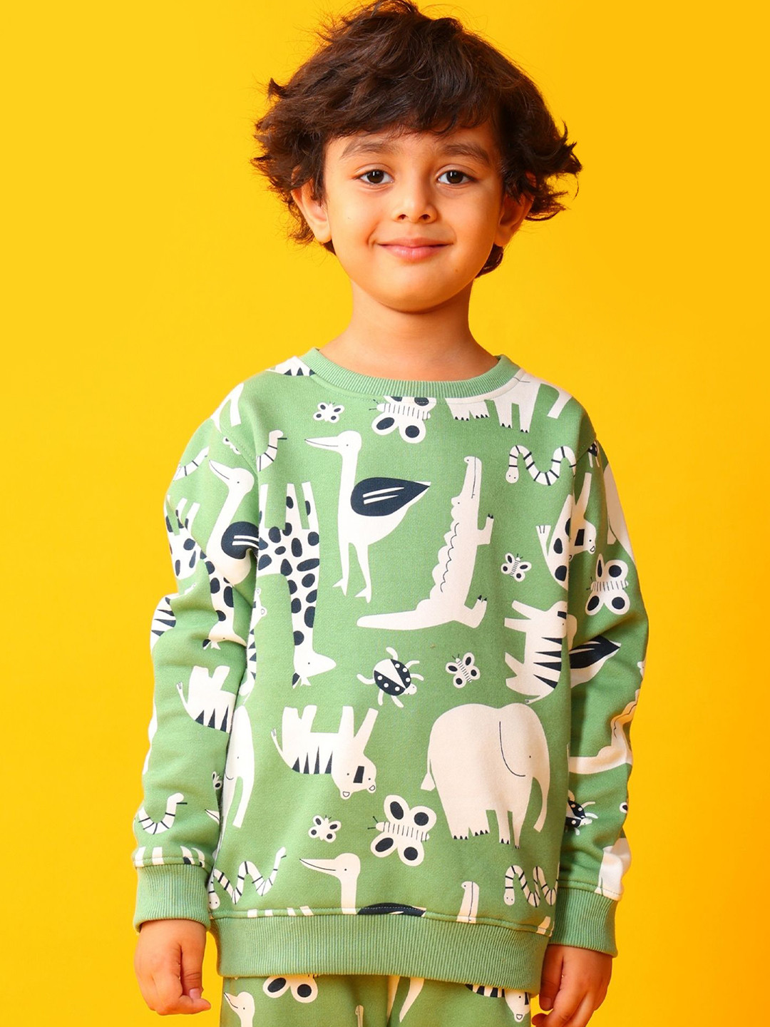 Anthrilo Boys Animal Hraphic Printed Fleece Pullover Sweatshirt