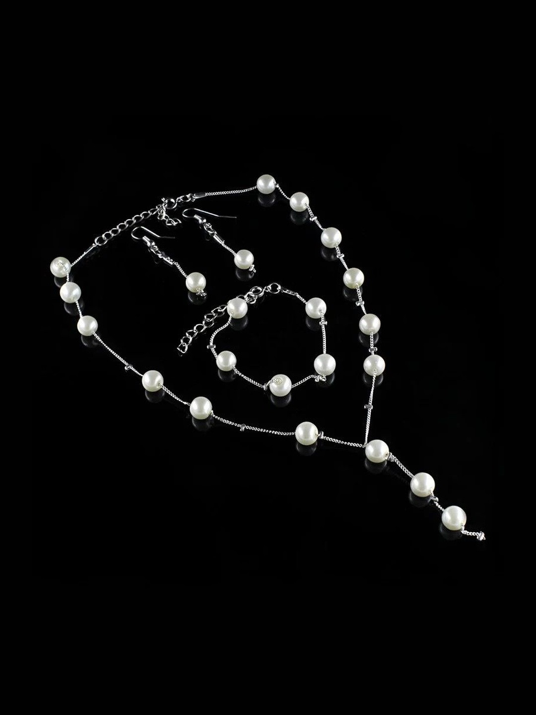 MODE & MINIMAL Stainless Steel Pearl Beaded Jewellery Set