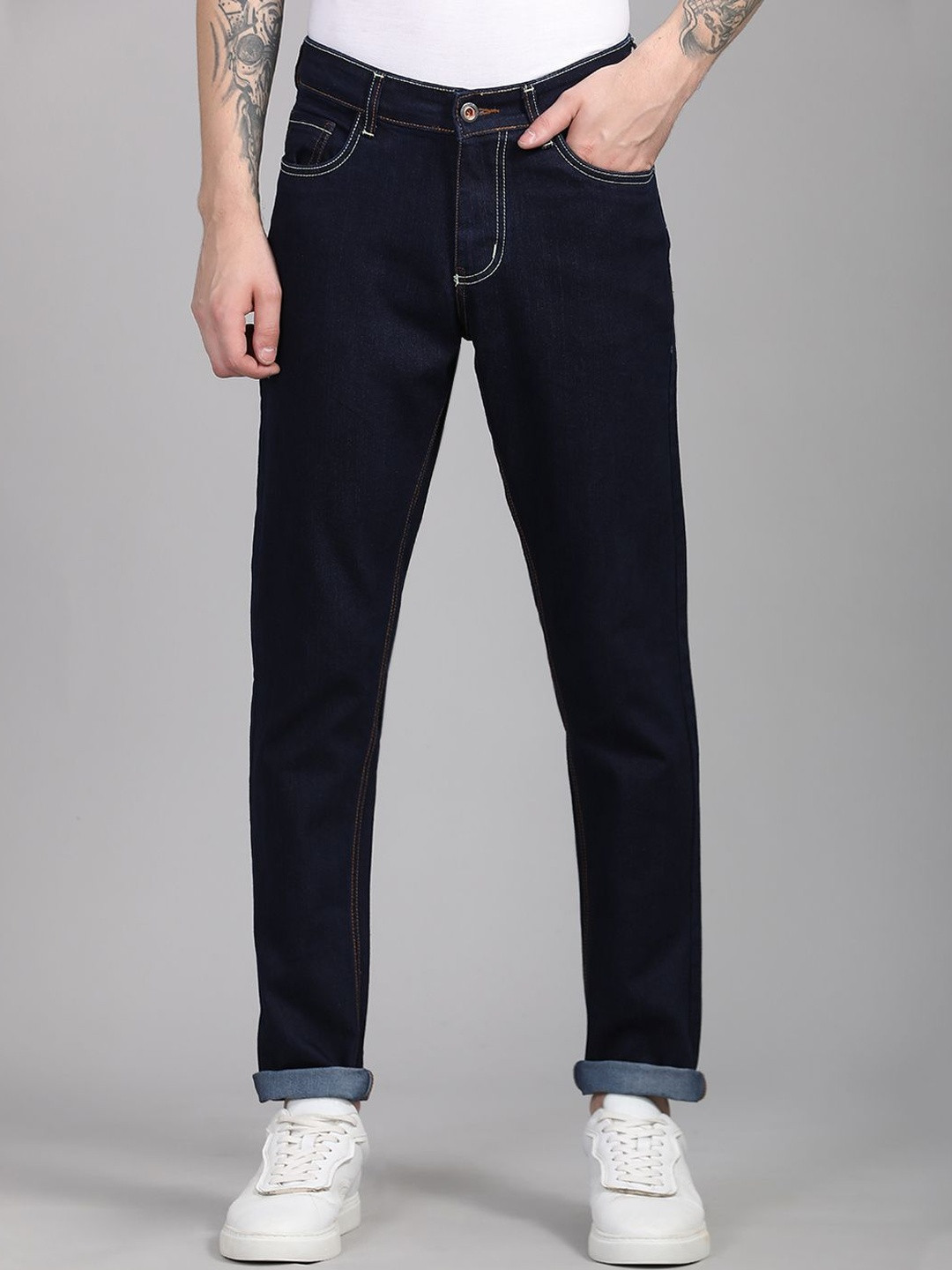 TRIGGER Men Classic Slim Fit Mid-Rise Stretchable Jeans