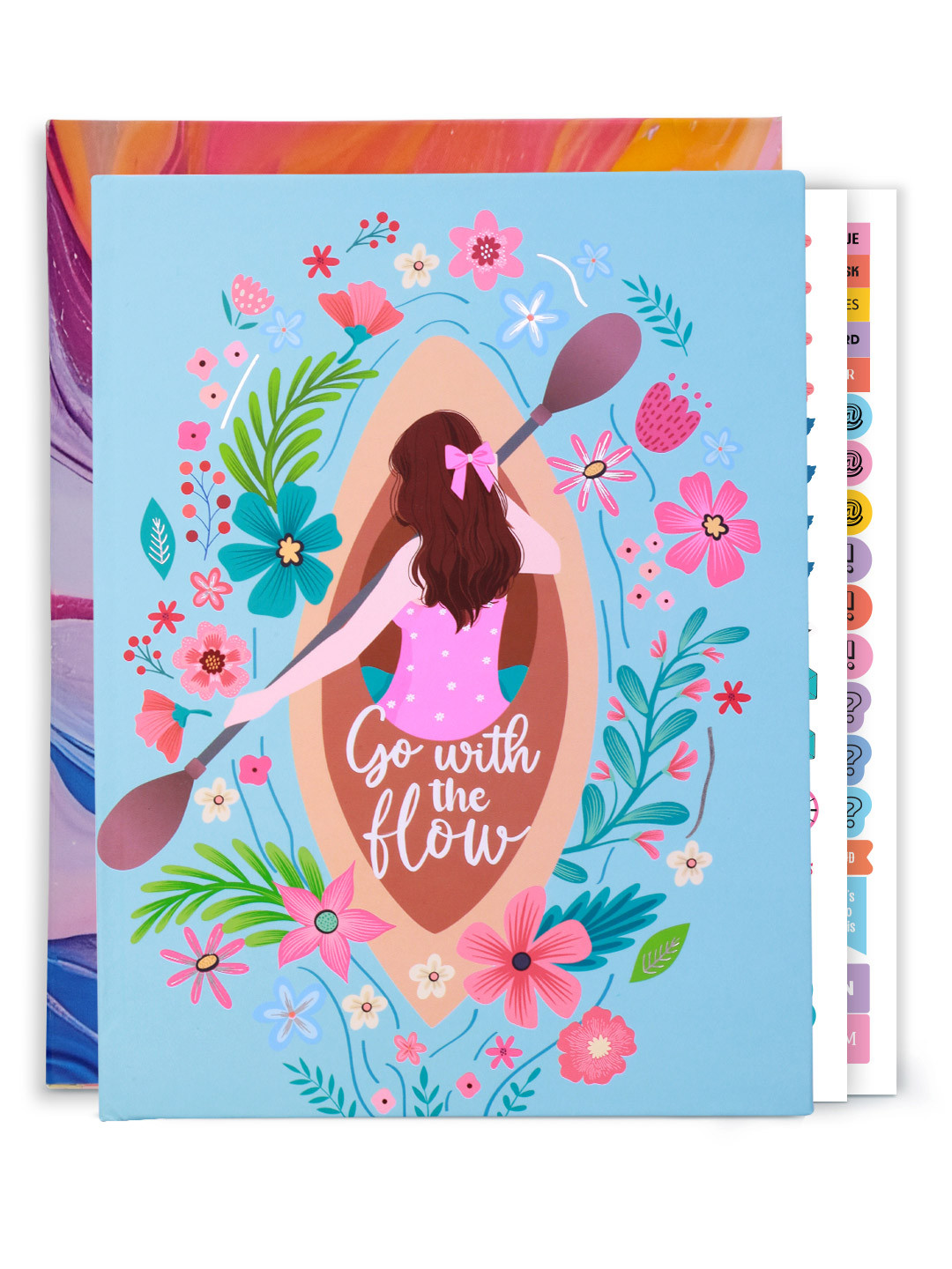 Doodle Blue & Pink Flowing Thoughts Hard Bound B5 Undated Planner with Bookmark- 160 Pages