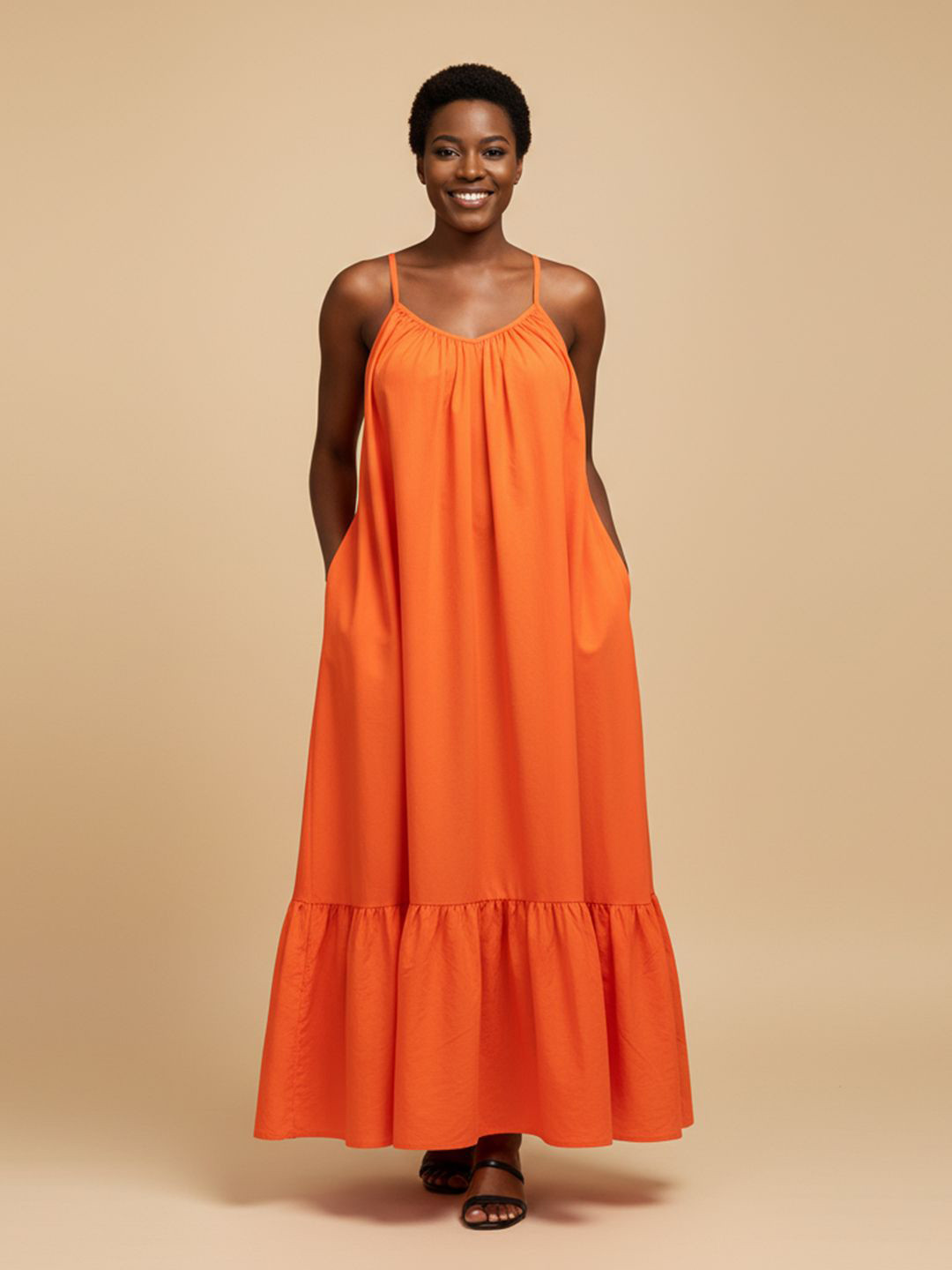 bebe Women Shoulder Straps Crepe Maxi Dress