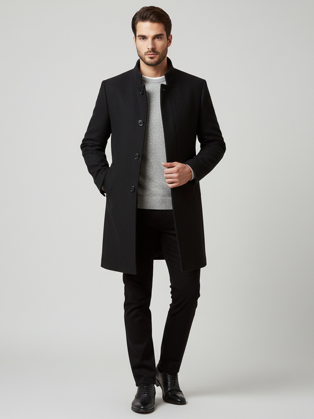 Mast & Harbour Open Front Polyester Coat