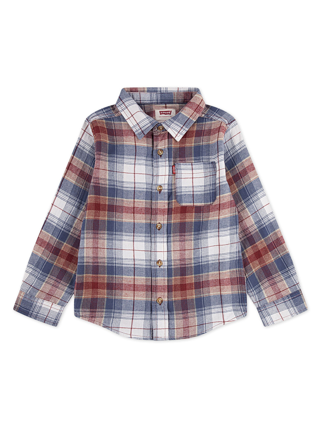 Levis Boys Tartan Checks Checked Spread Collar Cotton Shirt
