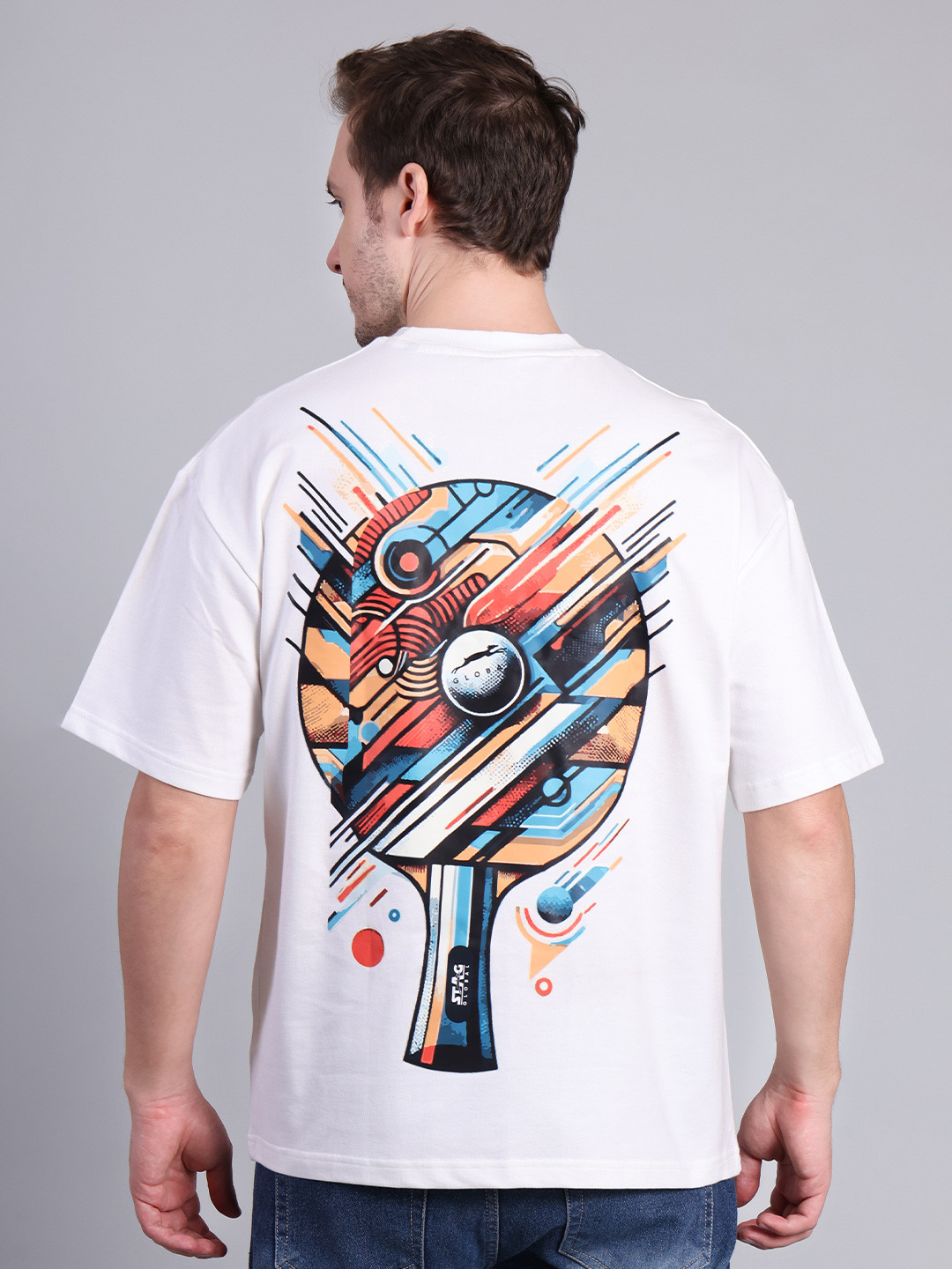 STAG GLOBAL Men Typography Printed 3D Fit Cotton T-shirt