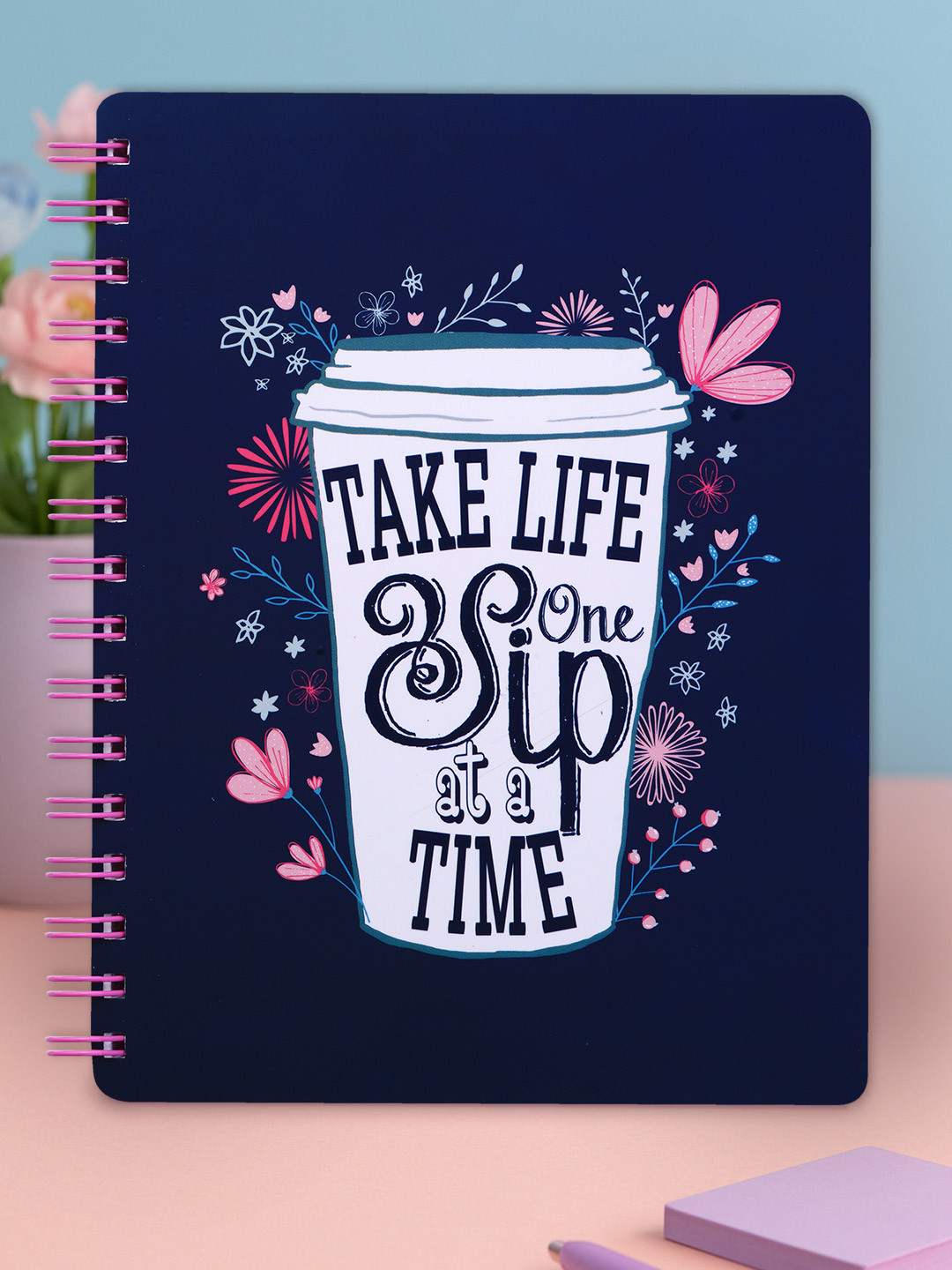 Doodle Blue & White Morning Glory Wiro Notebook